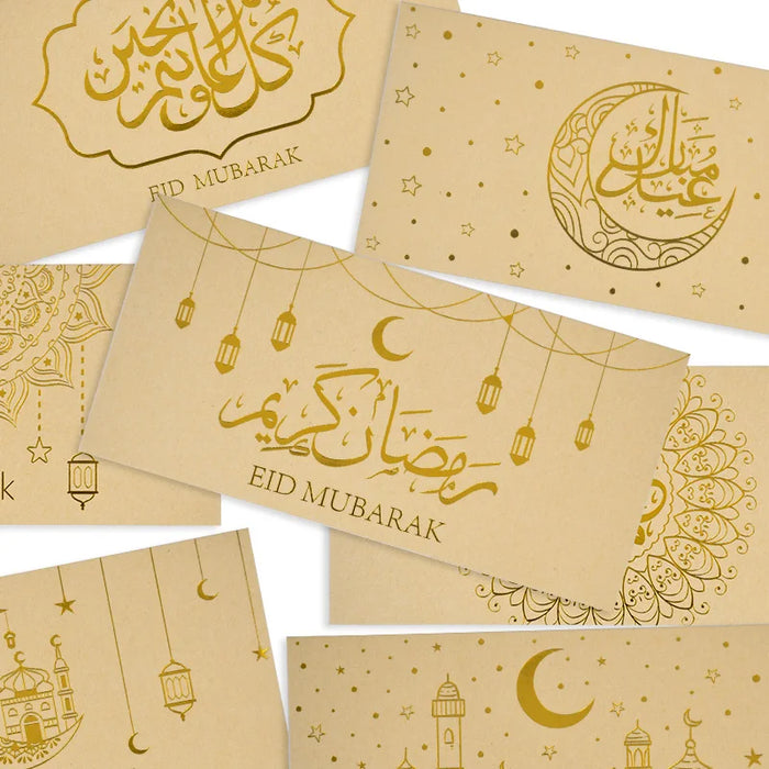 9Pcs Eid Mubarak Envelopes Money Gift Card Bags 2025 Islamic Muslim Party Supplies Ramadan Decoration Eid Al-fitr Invitation