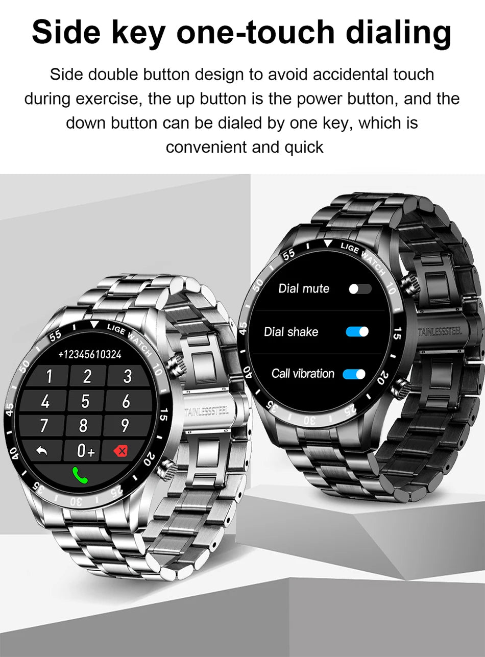 LIGE 2025 Smartwatch, 1.3" OLED Screen, Fitness Tracker, Bluetooth, Waterproof, Compatible with Android & iOS